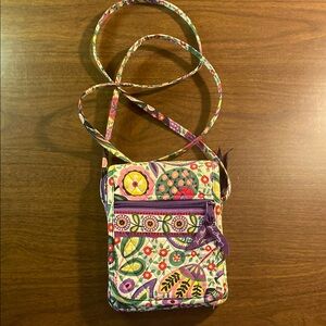 Vera Bradley Purple and Green Crossbody Bag with Paisley Print
